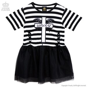 LISTEN FLAVOR Unity Cross Lace-Up Tulle Dress Stripes