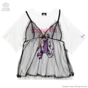 LISTEN FLAVOR Frankenbear Cutsew w/ See-Through Camisole White
