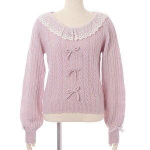 LIZ LISA Lace Collar Knit Top Lavender