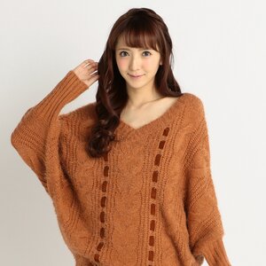 LIZ LISA Interwoven Ribbon Dolman Sweater Orange