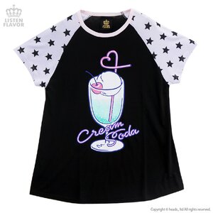 LISTEN FLAVOR Star Cream Soda Raglan Top Black