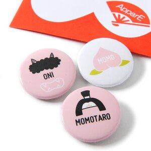 ApparE Japanese Folktale Pin Badge Set Momotaro