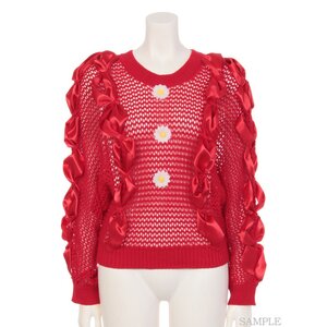 Swankiss Relaxed Ribbon Knit Top Red