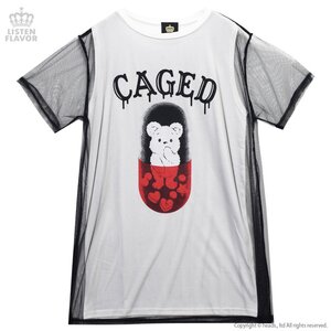 LISTEN FLAVOR Caged Bear's Medication See-Through Layered Top White