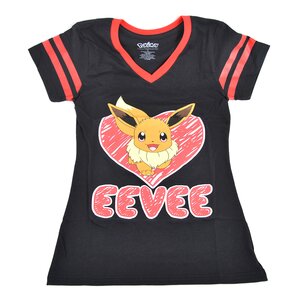 Pokémon Eevee Black V Neck Juniors Tee S