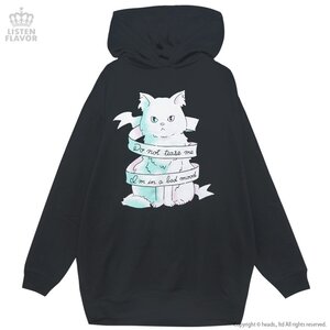 LISTEN FLAVOR Ribbon Cat Dress Hoodie Black