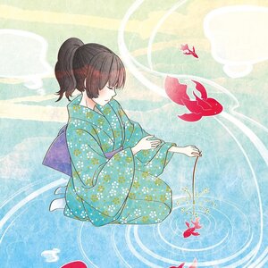 Sakura Exhibition kamiyuki Poster Goldfish of fireworks