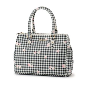 LIZ LISA Gingham Flower Tote Bag Black