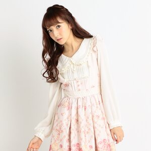 LIZ LISA Floral Cross Pattern Pinafore Dress Pink