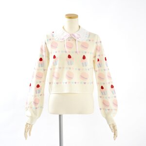 Swankiss Sweets Collared Sweater White