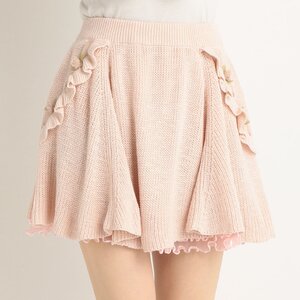 LIZ LISA Flower Knit Flare Skirt Pink