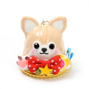 Zeitaku Sweets Amuse Character Keychain Mameshiba San Kyodai Sasuke w/ Red Ribbon