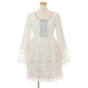 LIZ LISA Ribbon Rose Chiffon Dress White