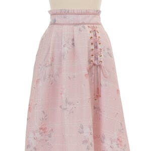 LIZ LISA Tweed Floral Skirt Pink