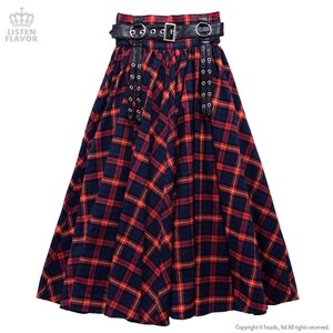 LISTEN FLAVOR Maxi Skirt w/ Harness Belt Red