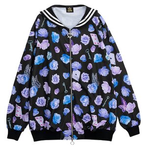 LISTEN FLAVOR Blue Rose Sailor Blouson Black