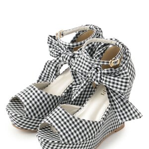 LIZ LISA Gingham Wedge Sandals Black M