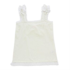LIZ LISA Shoulder Ribbon Frilled Layering Top White