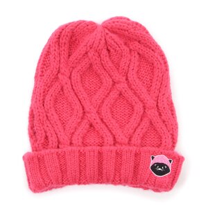 Cuelitt Cable Knit Pigtails Beanie Pink