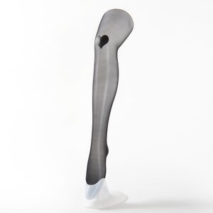 18 Denier Black Sheer Tights - Knee Heart Motif (Black) Black Heart Above The Knee