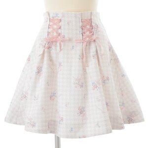 LIZ LISA Houndstooth Floral Skirt Pink