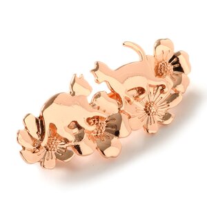 Cat & Flower Brooch Pink Gold