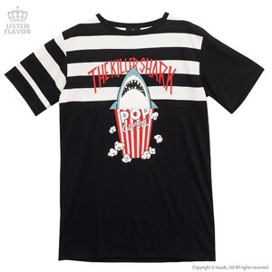 LISTEN FLAVOR Killer Shark Popcorn Reversible Cutsew Stripes