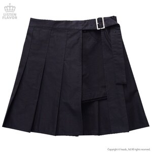 LISTEN FLAVOR Shorts w/ Wrap-around Pleated Skirt Black