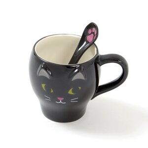 Nyao Mug & Paw Spoon Black