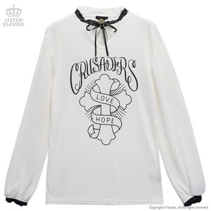 LISTEN FLAVOR Stand-Up Collar Cross Cutsew White