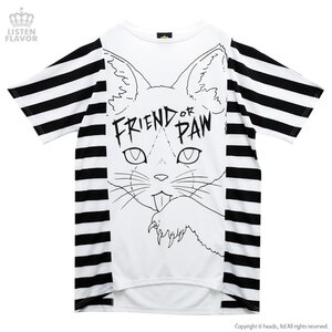 LISTEN FLAVOR Side Stripe Cat Big Cutsew White