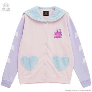 LISTEN FLAVOR Angel Heart Bear Moko Moko Blouson Pink