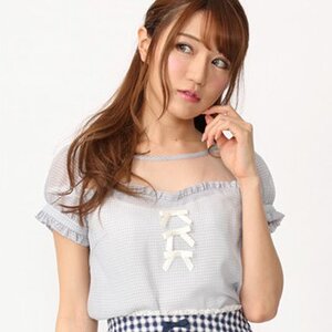 Ank Rouge Sheer Check Ribbon Blouse Blue