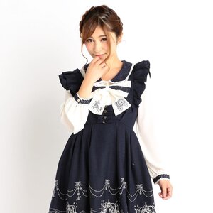LIZ LISA Horse-Drawn Carriage Pinafore Dress Navy
