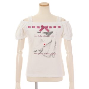 LIZ LISA Frilly Strap Shoes Print Top White