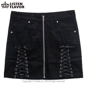 LISTEN FLAVOR Melty Cross Motif Lace-Up Skirt Black M