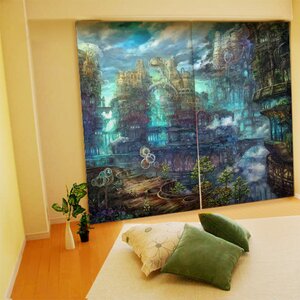 Munashichi Illustrated Curtains W100cm-H135cm x 2