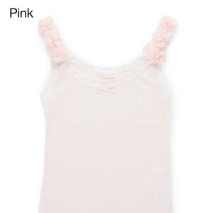 LIZ LISA Shoulder Flower Tank Top Pink