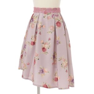 LIZ LISA Rose Pattern Asymmetric Skirt Pink
