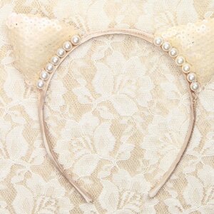 LLL Dressy Cat Champagne White Hairband