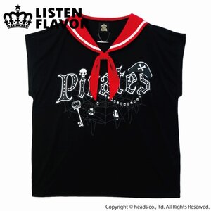 LISTEN FLAVOR Pirate Sailor Cutsew Shirt Black x Red