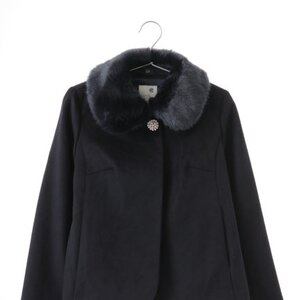 earth music&ecology Fur Tippet Coat Navy S