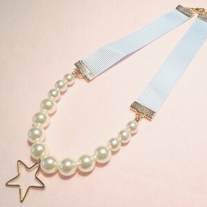 KOKOkim Pearl Star Necklace Light Blue