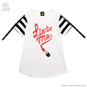 LISTEN FLAVOR Liar Rouge Striped Sleeve Cutsew White