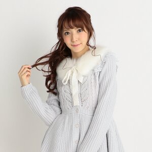 LIZ LISA Peplum Cardigan w/ Faux Fur Collar Blue