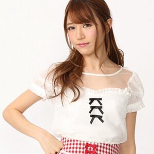 Ank Rouge Sheer Check Ribbon Blouse Off-White