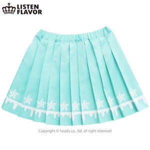 LISTEN FLAVOR Melty Line Pleated Skirt w/ Stars Mint