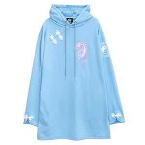 LISTEN FLAVOR Dragon Yin-Yang China Hoodie Light Blue x White