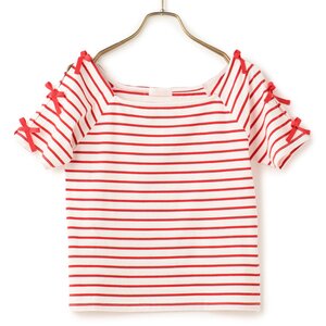 LIZ LISA Striped Ribbon T-Shirt Red