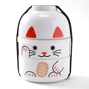 Kokeshi Maneki-Neko Bento Boxes White